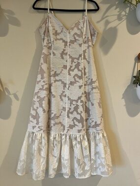 Tracy Reese Ivory Floral Lace Overlay Slip Dress